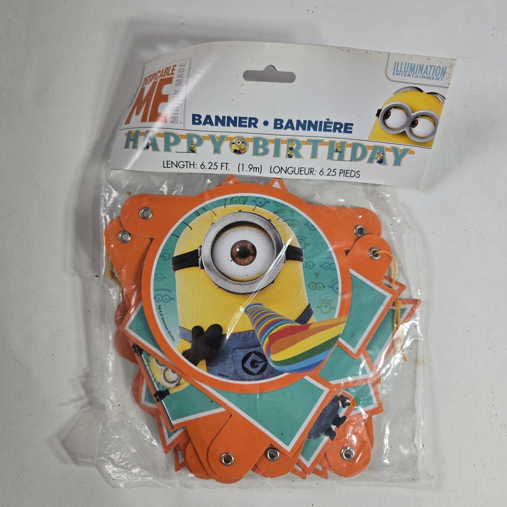 Minions Birthday Banner - Orange and Blue NWT
